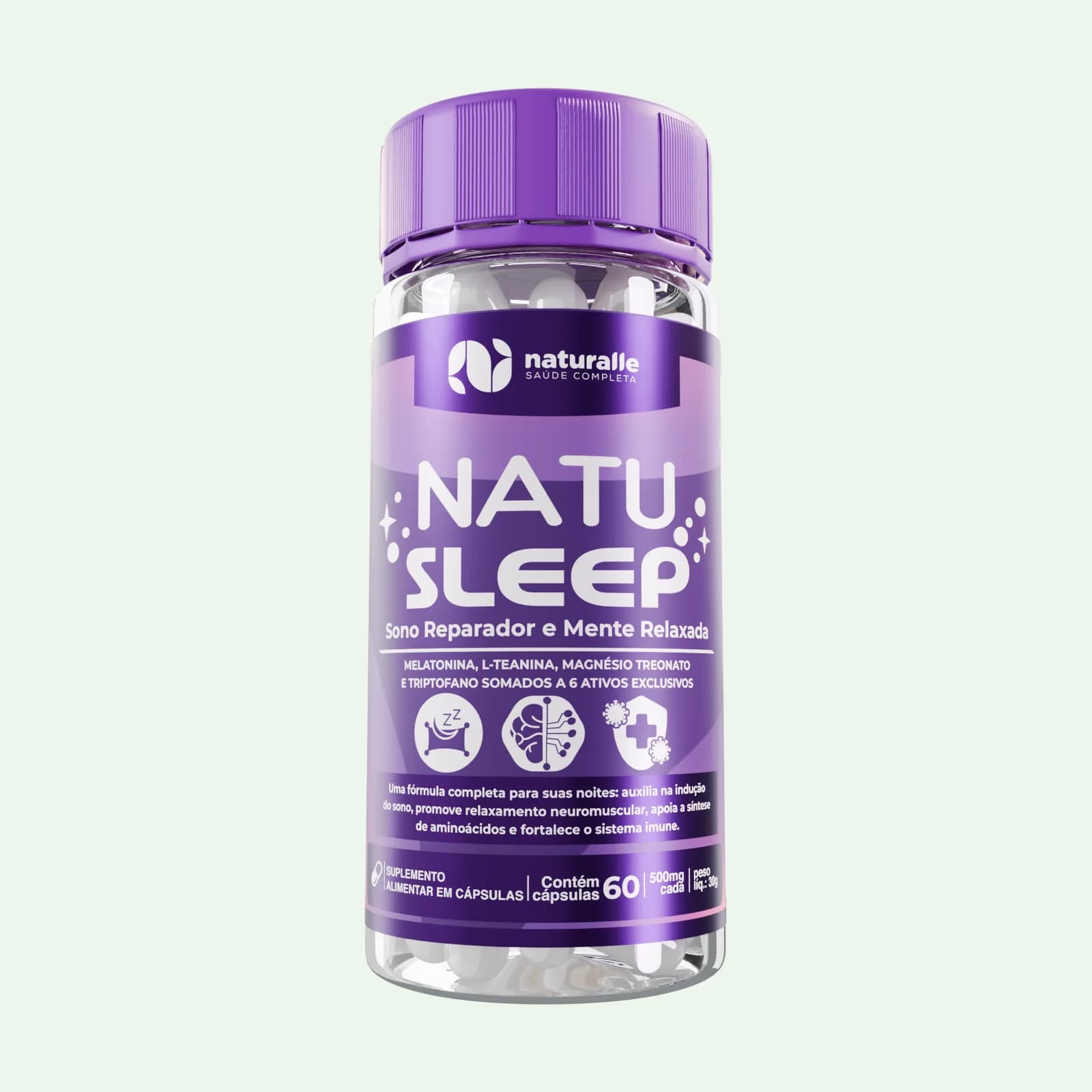 NatuSleep Naturalle, pote com 60 cápsulas
